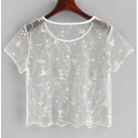 MAKE AN OFFER! Floral embroidered mesh - Picture 3 of 5